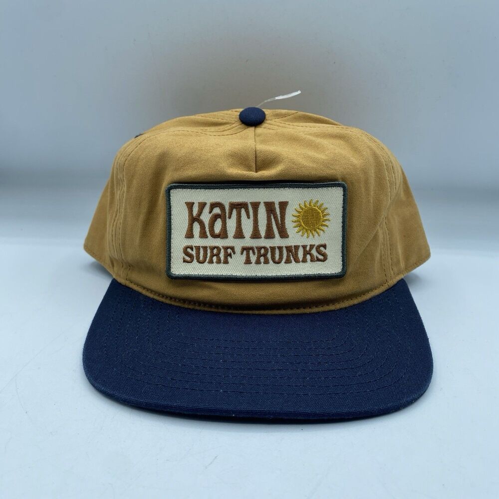 Katin Surf Trunks Hat Snapback Adjustable Brown Blue Cap Surf Outdoor Logo NWT